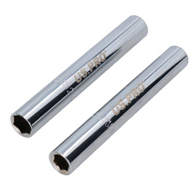 10mm and 12mm Extra Deep Glow Plug Sockets 3/8" Drive for Diesel Plugs 6 Sided