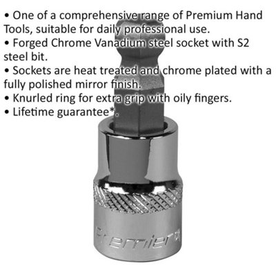 10mm Ball-End Hex Socket Bit - Durable Chrome Vanadium Wrench Tool for 3/8" Drive