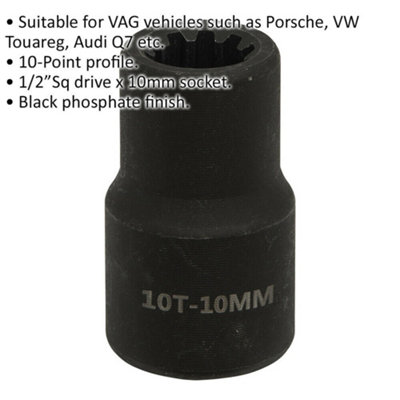 10mm Brake Caliper Socket for Vehicles - 1/2