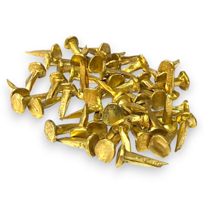 10mm Brass Cut Tacks Flat Head Nails for Upholstery Furniture Restoration Crafts and Boatbuilding Non Rust Antique Finish 50g Pack