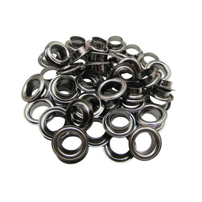 10mm Brass Eyelets with Washers, Rust-Proof Grommets, Gunmetal - 100pcs