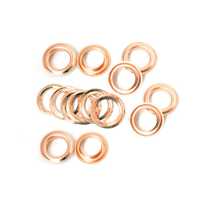 10mm Brass Eyelets with Washers, Rust-Proof Grommets, Rose Gold - 100pcs