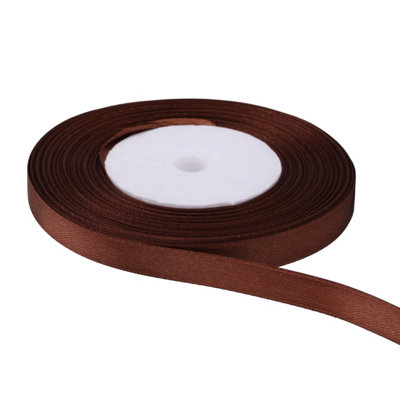 10mm Brown Double Sided Satin Polyester Ribbon Roll - 3