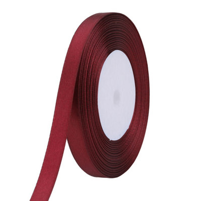 10mm Burgundy Double Sided Satin Polyester Ribbon Roll, 25 metres
