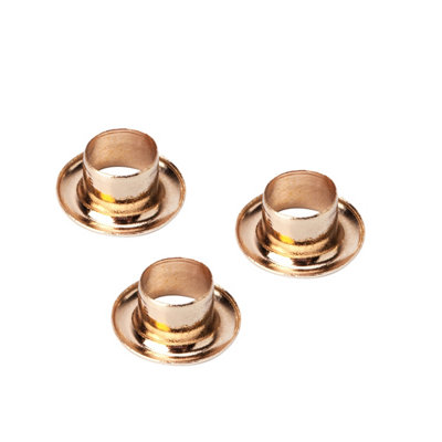 10mm Chrome Coated Brass Eyelets with Washers, Gold, 100pcs