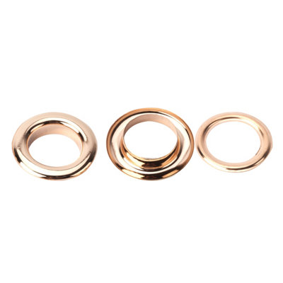 10mm Chrome Coated Brass Eyelets with Washers, Gold, 100pcs