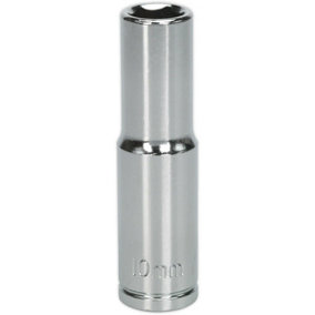 10mm Chrome Plated Deep Drive Socket - 3/8" Square Drive High Grade Carbon Steel