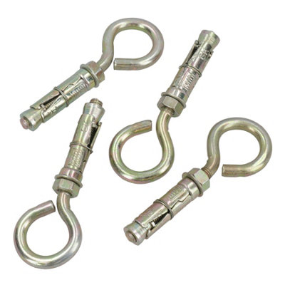 10mm Closed Hook Eye Bolts Rawl Shield Wall Anchor Expansion Brick Stone 20pc