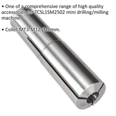 10mm Collet MT3-M12 - Suitable for ys08796 Mini Drilling & Milling Machine