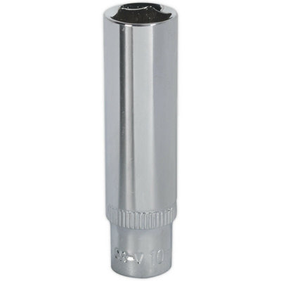 10mm Deep Drive Socket - Forged Steel Chrome Vanadium with Polished Finish