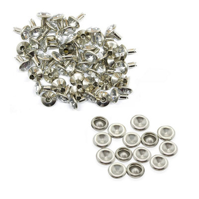 10mm Diamante Rivets with Pins, Clear Crystal Rivets Rhinestone Studs, 10pcs