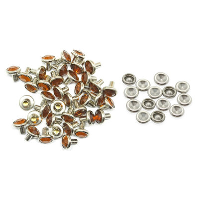 10mm Diamante Rivets with Pins, Mustard Orange Crystal Rivets Rhinestone Studs, 10pcs
