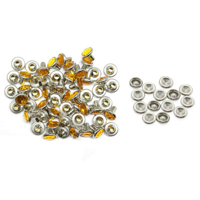 10mm Diamante Rivets with Pins, Orange Crystal Rivets Rhinestone Studs, 10pcs