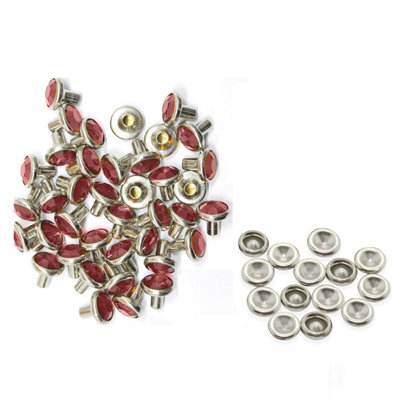 10mm Diamante Rivets with Pins, Plum Crystal Rivets Rhinestone Studs, 10pcs