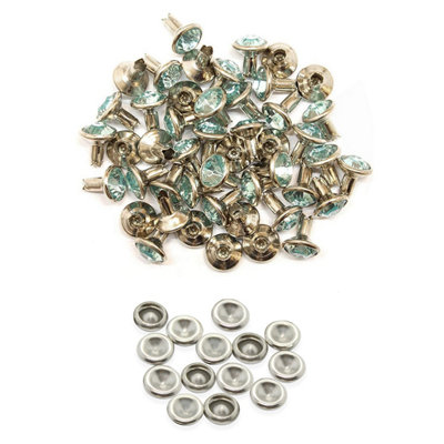 10mm Diamante Rivets with Pins, Sky Blue Crystal Rivets Rhinestone Studs, 10pcs