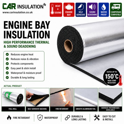 10mm Engine Bay Heat Insulation Mat - High Temperature Under Bonnet ...