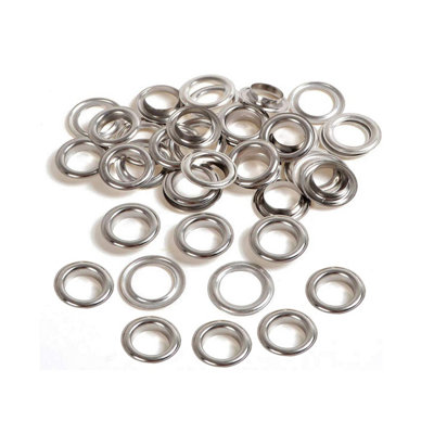 10mm Eyelets with Washers, Silver - 100pcs