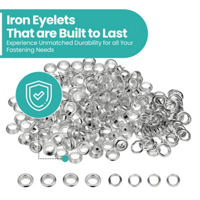 10mm Eyelets with Washers, Silver - 100pcs