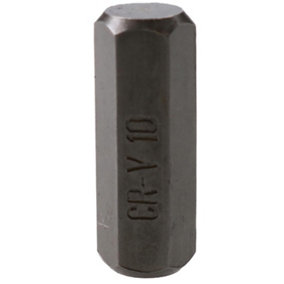 10mm Hex Allen Key Bit 30mm Length 10mm Shank Chrome Vanadium Hardened Tip