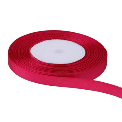 10mm Hot Pink Double Sided Satin Polyester Ribbon Roll - 3