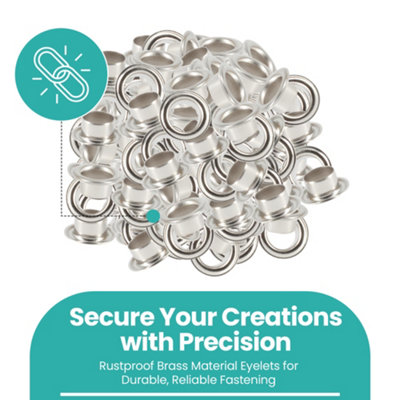 10mm Long Barrell Eyelets with Washers, Silver, 100pcs