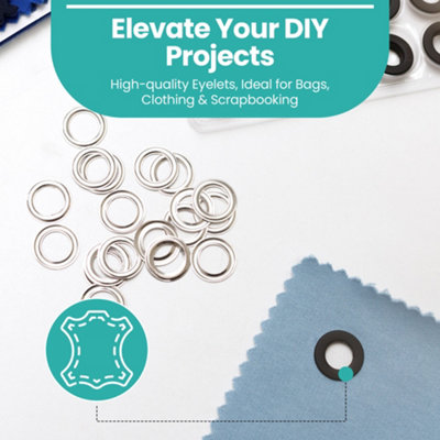 10mm Long Barrell Eyelets with Washers, Silver, 100pcs