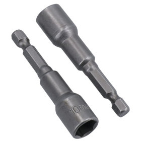 10mm Magnetic Power Nut Setter Socket Driver with 1/4in Hex Shank 2pc Set