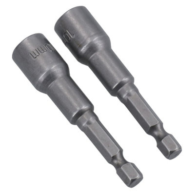 10mm Magnetic Power Nut Setter Socket Driver with 1/4in Hex Shank 2pc Set