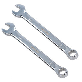 10mm Metric Combination Spanner Wrench Ring Open Ended 140mm Long 2pk