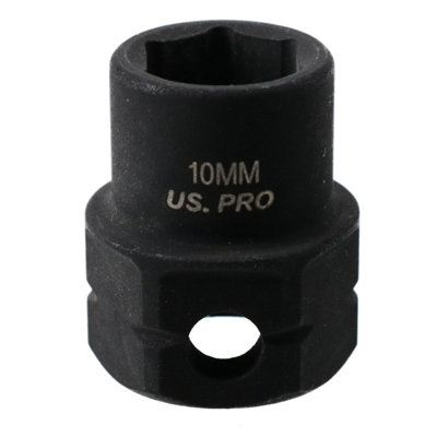 10mm Metric Stubby 3/8" Drive Shallow Impact Socket Hex Shank 25mm Depth