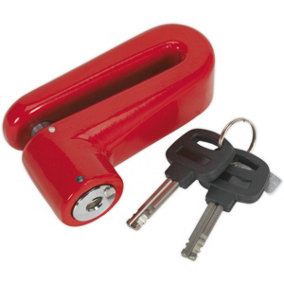 10mm Motorcycle Disc Lock Padlock - RED - Hardened Anti-Tamper Security Pin Body
