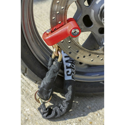10mm Motorcycle Disc Lock Padlock - RED - Hardened Anti-Tamper Security Pin Body - 3