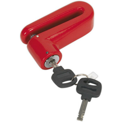 10mm Motorcycle Disc Lock Padlock - RED - Hardened Anti-Tamper Security Pin Body - 4