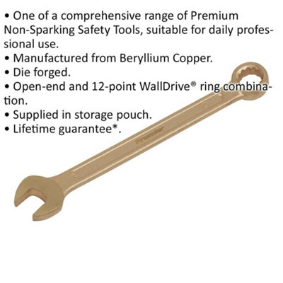 10mm Non-Sparking Combination Spanner with Open-End and 12-Point WallDrive Ring