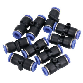 10mm (OD) Pneumatic Air Straight Hose Pipe Tube Inline Push Connector Airline 5 Pack