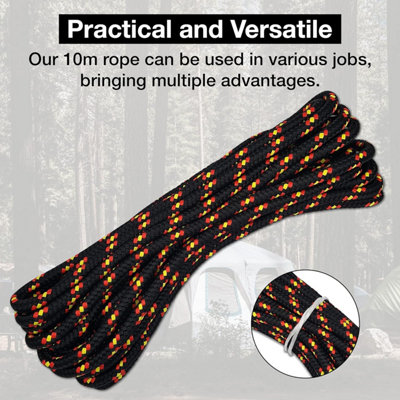 10mm Poly Braided Rope 10m of Black Line Cord Reliable and Resilient Paracord for Multiple Tasks Lightweight Braided Cord - 4