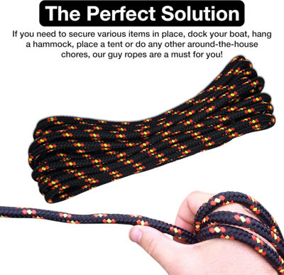 10mm Poly Braided Rope 10m of Black Line Cord Reliable and Resilient Paracord for Multiple Tasks Lightweight Braided Cord - 5