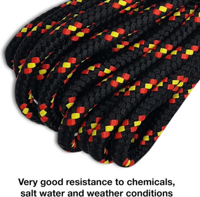 10mm Poly Braided Rope 10m of Black Line Cord Reliable and Resilient Paracord for Multiple Tasks Lightweight Braided Cord - 6
