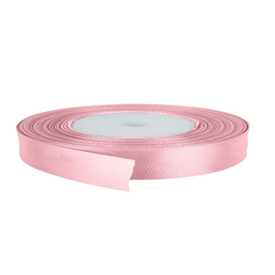 10mm Powder Pink Double Sided Satin Polyester Ribbon Roll - 3