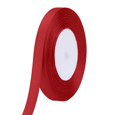 10mm Scarlet Double Sided Satin Polyester Ribbon Roll, 25 metres