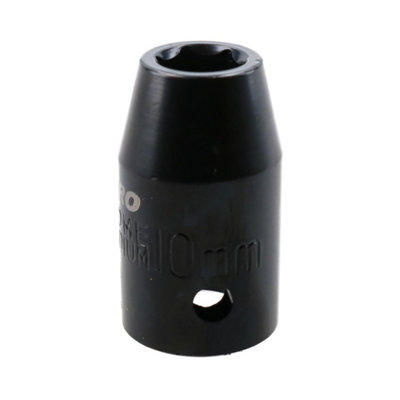 10mm Shallow Impact Socket 1/2" Drive 6 Point 36mm Length Chrome Vanadium Steel