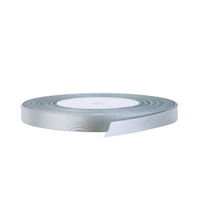 10mm Silver Double Sided Satin Polyester Ribbon Roll, 25 metres