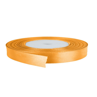 10mm Tangerine Orange Double Sided Satin Polyester Ribbon Roll - 3