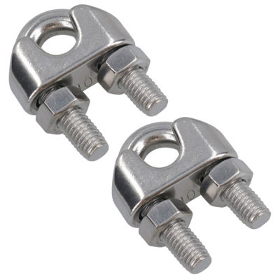 10mm Wire Rope / Cable Grip / Clamp Stainless Steel 316 Marine Grade 2 Pack DK48