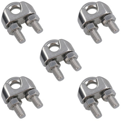 10mm Wire Rope / Cable Grip / Clamp Stainless Steel 316 Marine Grade 5 Pack