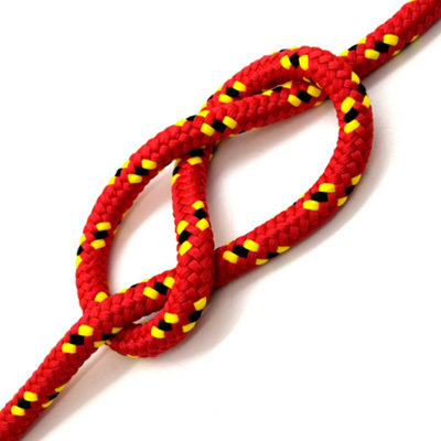 10mm x 100 metres / 328 ft of Red & Black Polypropylene Rope, Solid Braided Poly Rope Cord Twine for Boating, Yachting, Camping