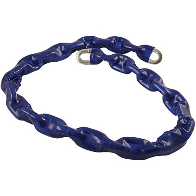 10mm x 2000mm No.351 Extra Strong Case & Through Hardened Square Link High Security Chain - Blue PVC Sleeve