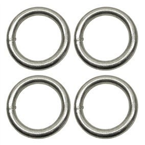 10mm x 50mm Steel Round O Rings Welded Zinc Plated 4 Pack DK35
