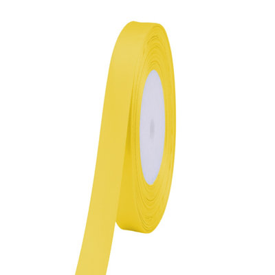 10mm Yellow Double Sided Satin Polyester Ribbon Roll, 25 metres