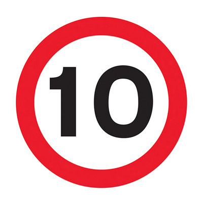 10MPH Speed Limit Traffic Sign - 3mm Aluminium Composite 450x450mm ...